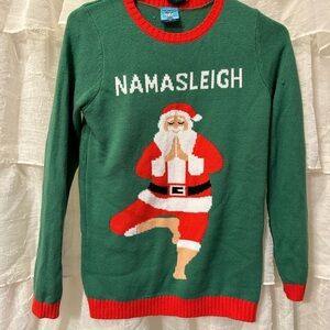 Festive Green 'Namasleigh' Santa Sweater